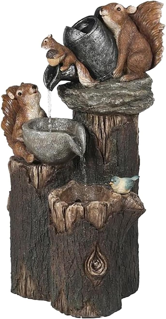 Tabletop Fountain with LED Light and Resin Statue