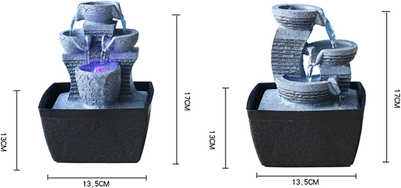 GLigeT Tabletop Fountain Resin Rock Three Layers Flowing Water Decor