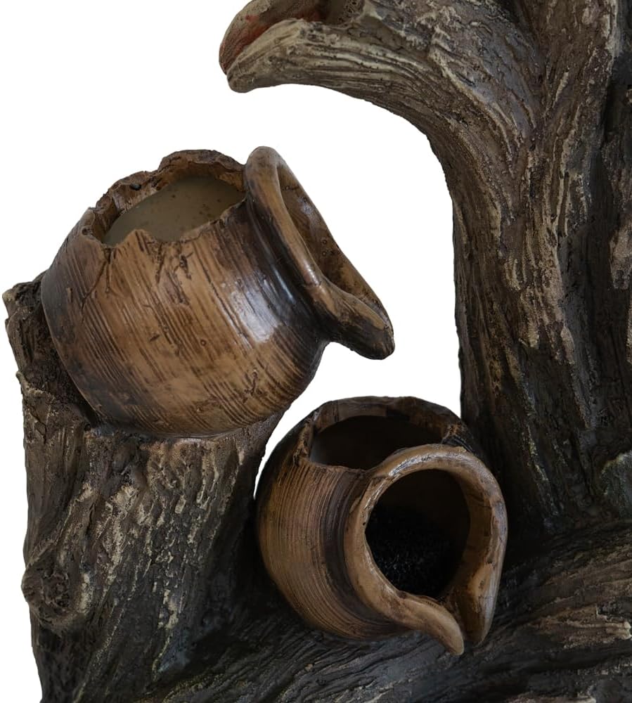 Rustic Broken Pot Water Fountain with LED Light