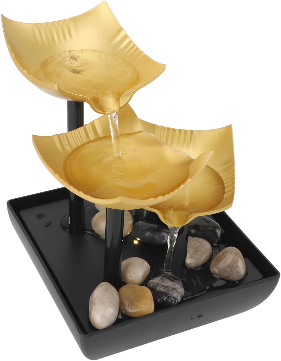3 Tier Desktop Fountain with LED Light and Stones