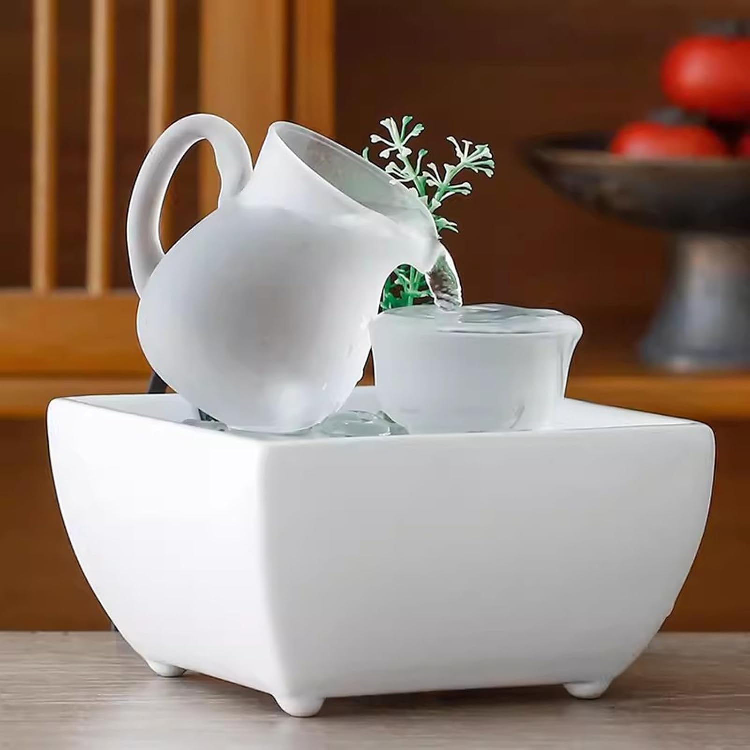 QETGISLL Indoor Tabletop Water Fountain with Calla Lily Design