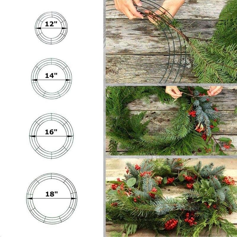 YYCRAFT 14 Inch Metal Floral Wreath Frame Green 4 Pack