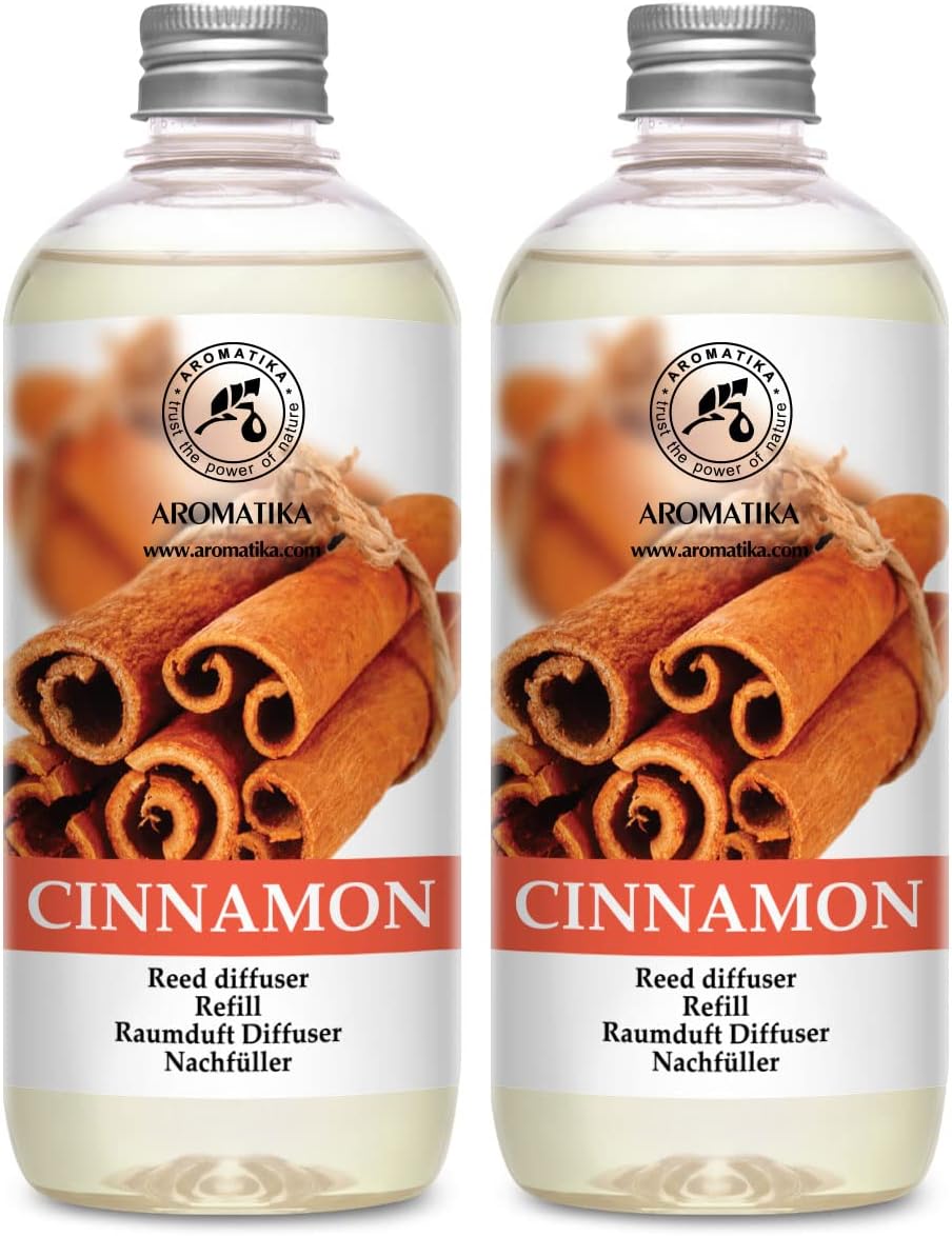 Cinnamon Reed Diffuser Refill with Natural Cinnamon Oil - 2 x 17oz