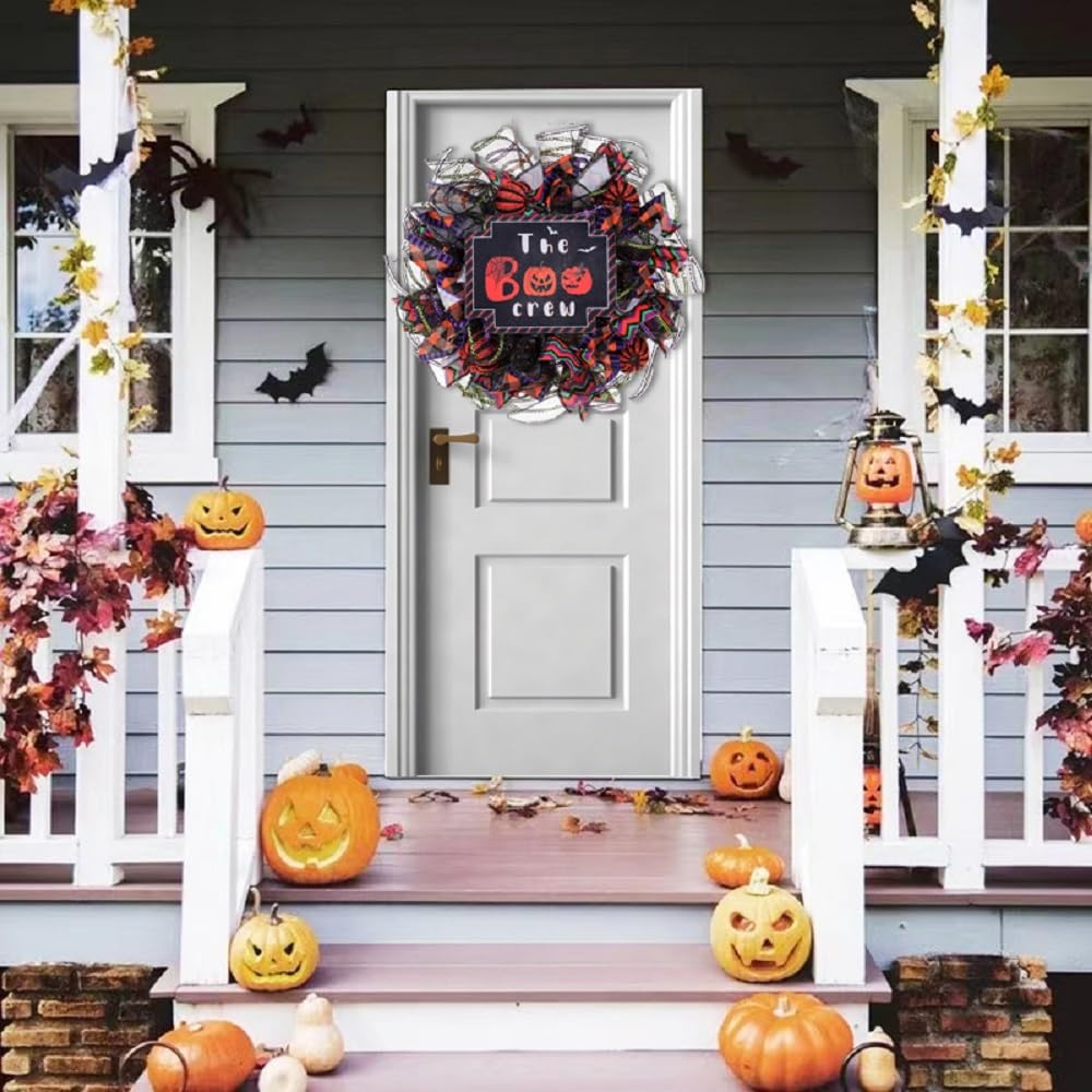 Halloween Wreath Door Decor Witch Hat
