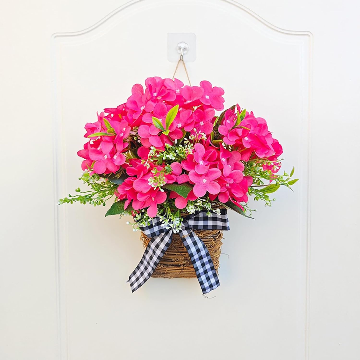 Artificial Geranium Door Wreath Basket Decor