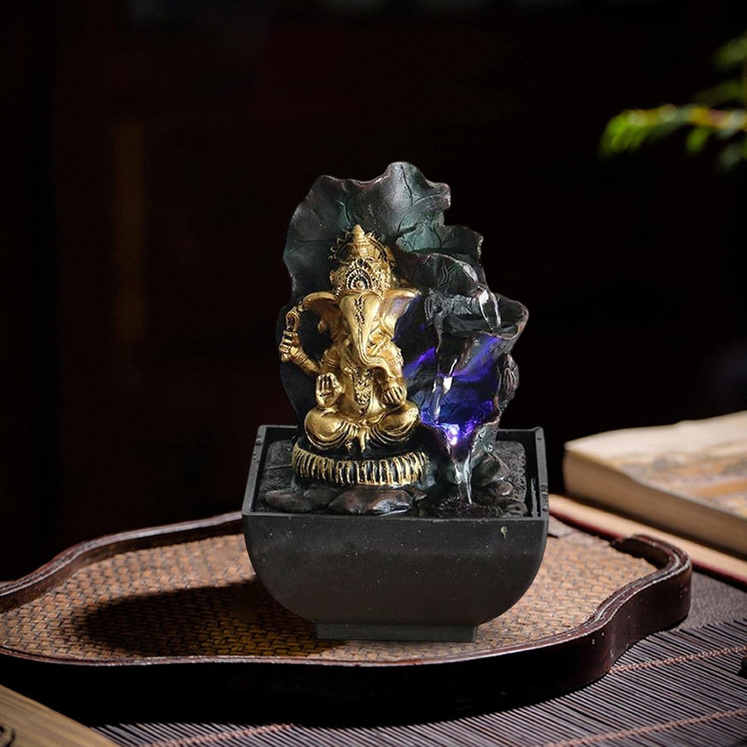Ganesha Statue Tabletop Fountain Buddha Figurine 13cmx13cmx19cm