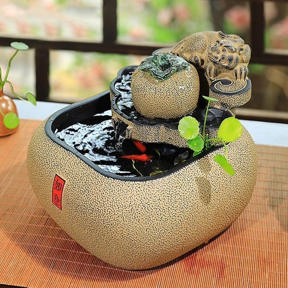 Chinese Style Tabletop Fountain with Circulating Water for Decor