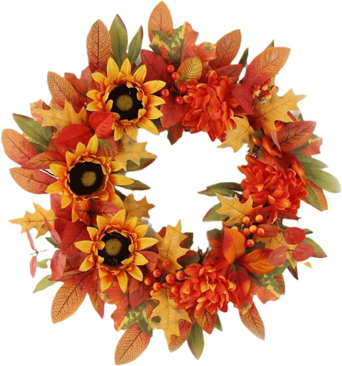 Orange Plastic Wreath 16x16 Inches Lightweight Home Decor