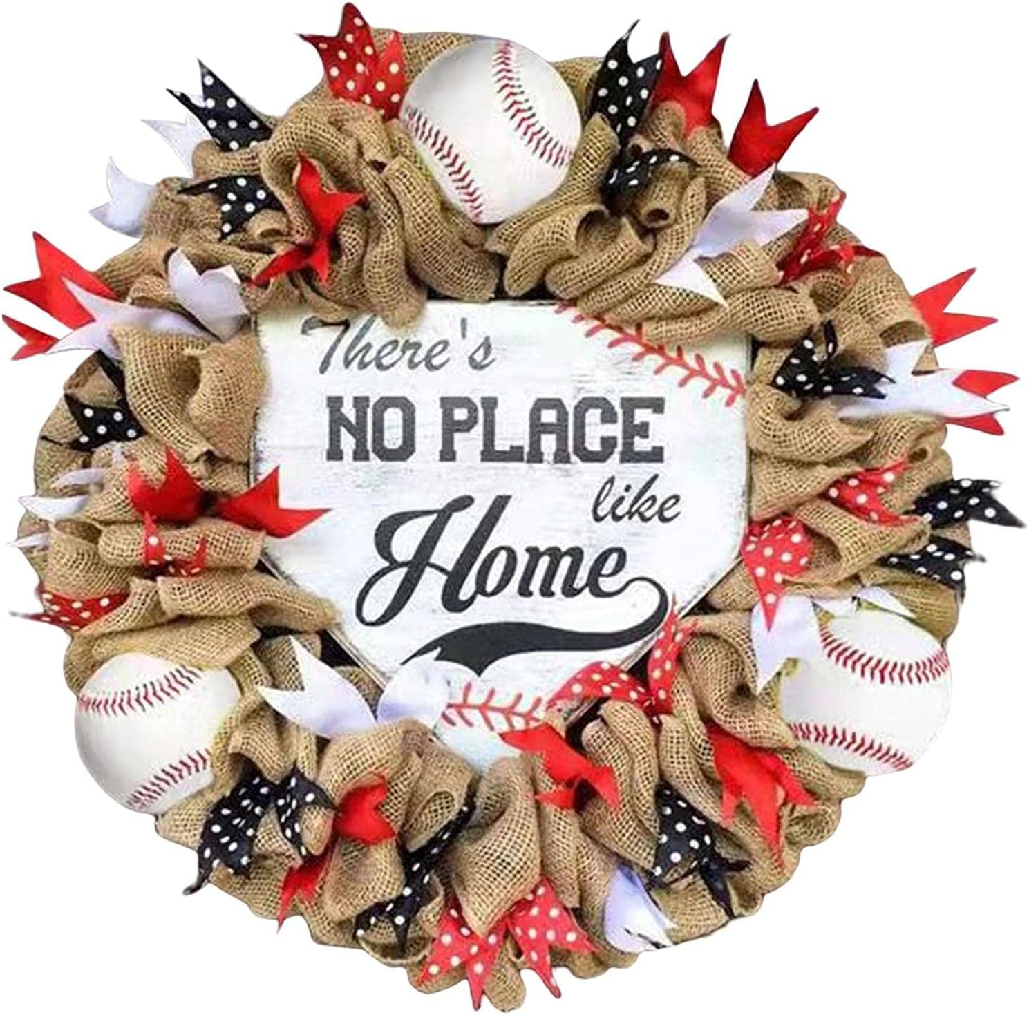 Baseball Wreath Fourth of July Decor Front Door Garland
