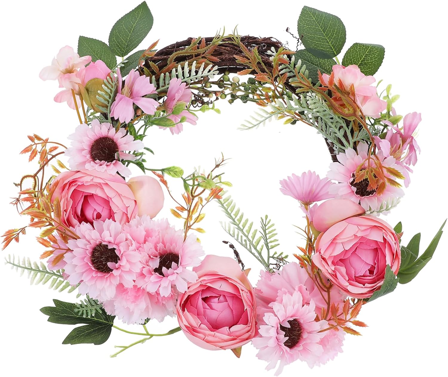 Luxshiny Elegant Simulated Peony Wreath Door Decor Random Color