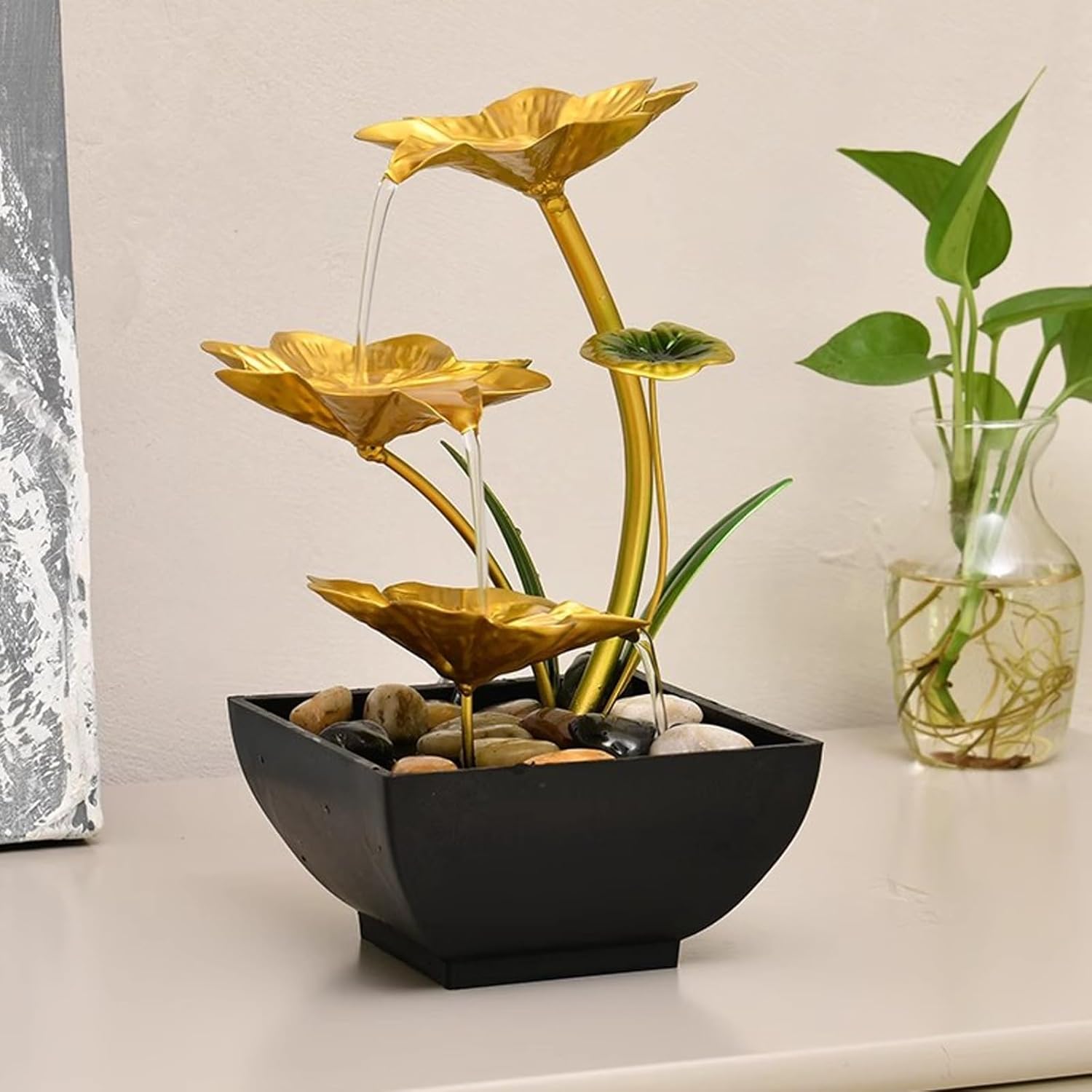GRFIT Tabletop Fountain with Elegant Water Flow Design