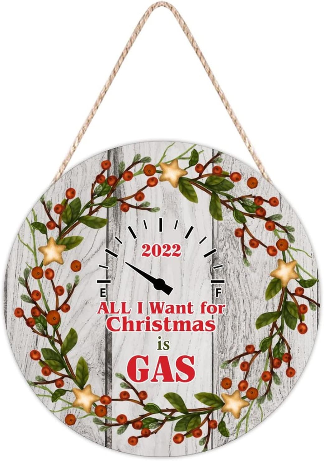 Farmhouse Door Hanger Christmas Wreath Funny 12x12 Wood Sign