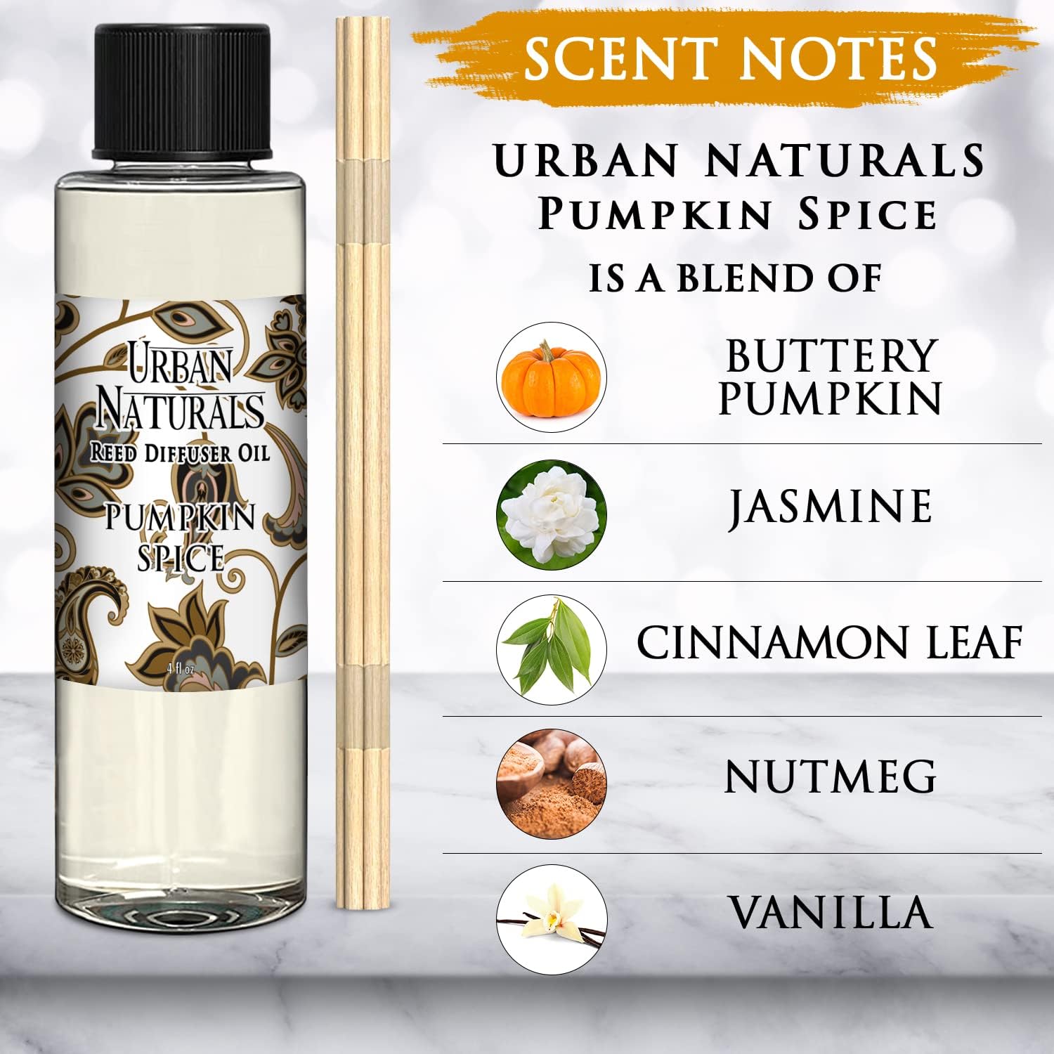 Urban Naturals Pumpkin Spice Reed Diffuser Refill Bundle