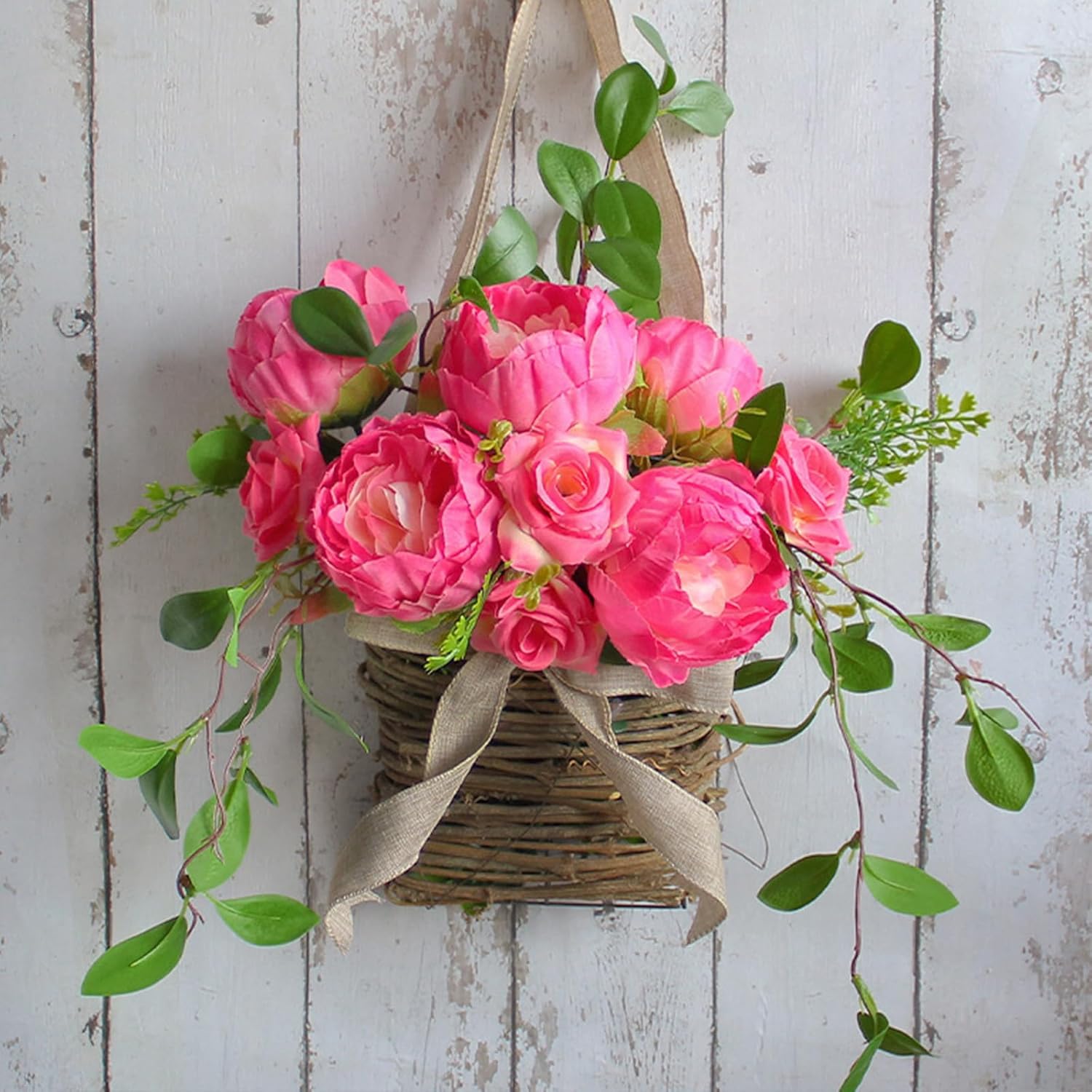 Realistic Rose Flower Door Wreath Spring Decor