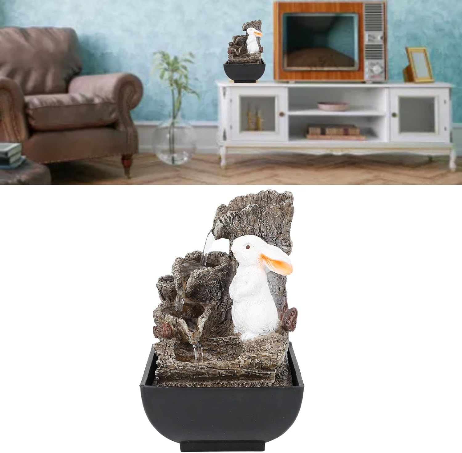 FLEXMAN Tabletop Fountain with LED Light and USB 5V Power