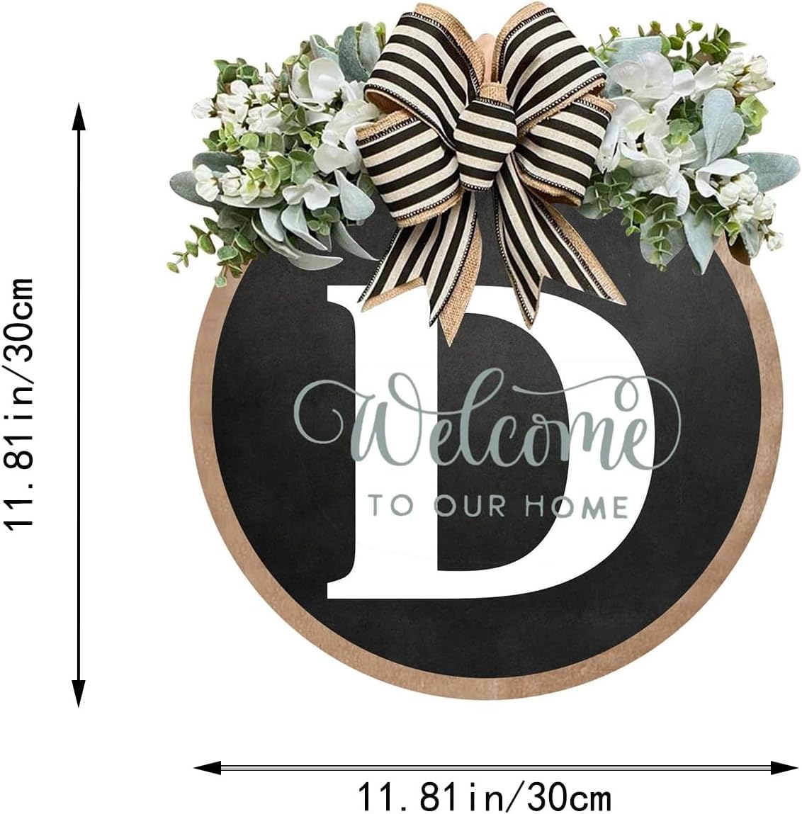 BILLAMB Circular Surname Front Door Welcome Sign Wreath