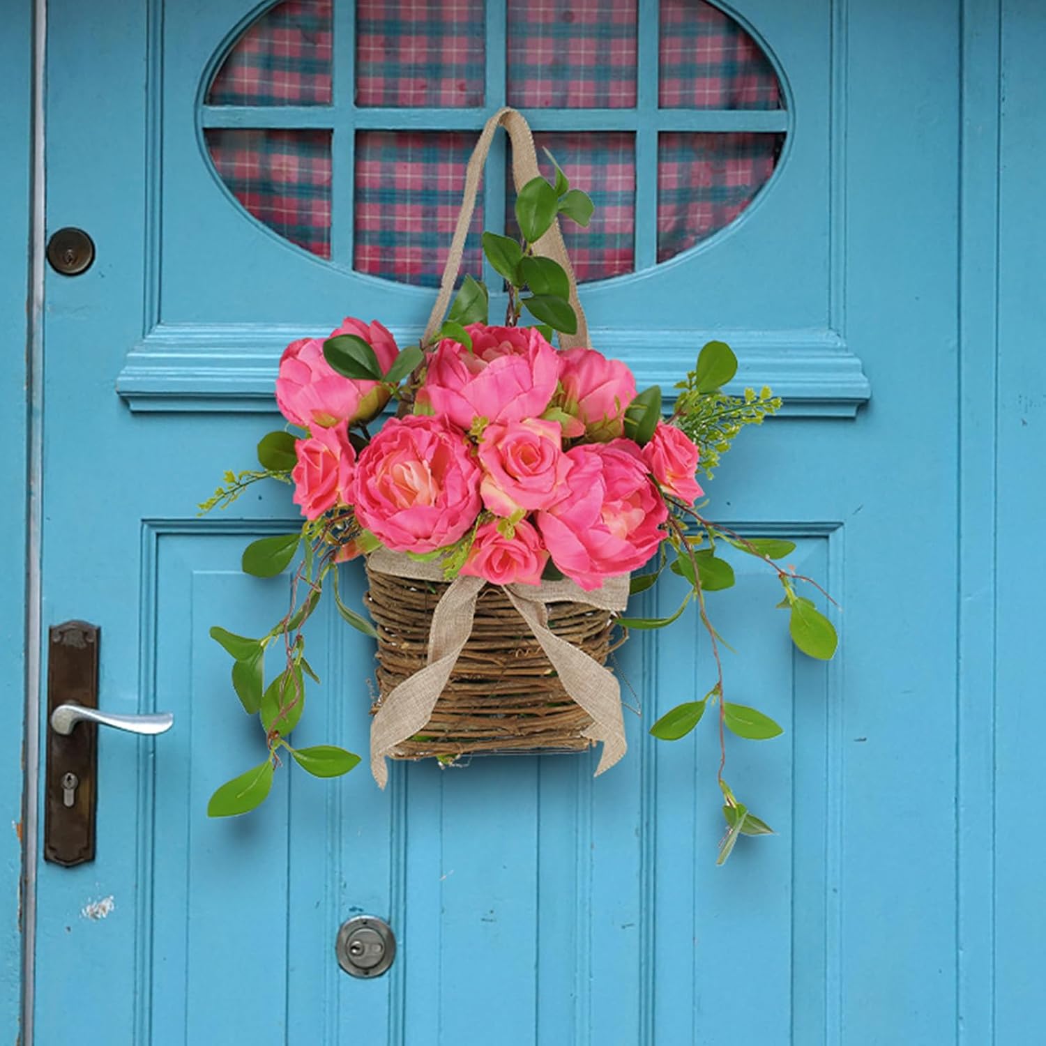 Realistic Rose Flower Door Wreath Spring Decor
