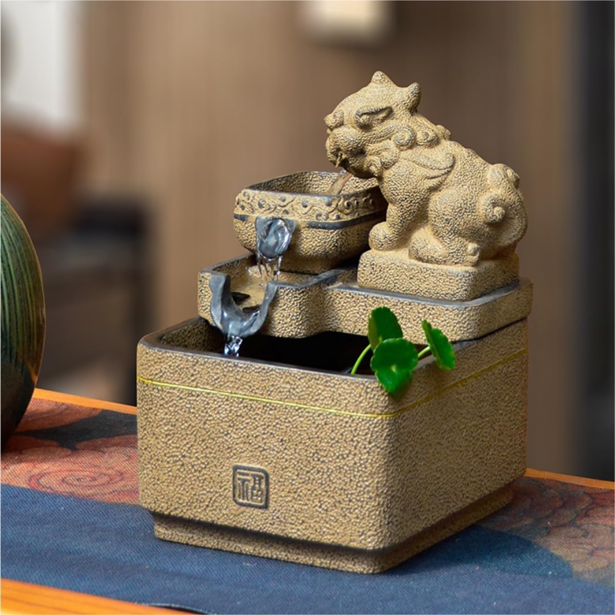 Eexbz Tabletop Water Fountain Home Office Decor