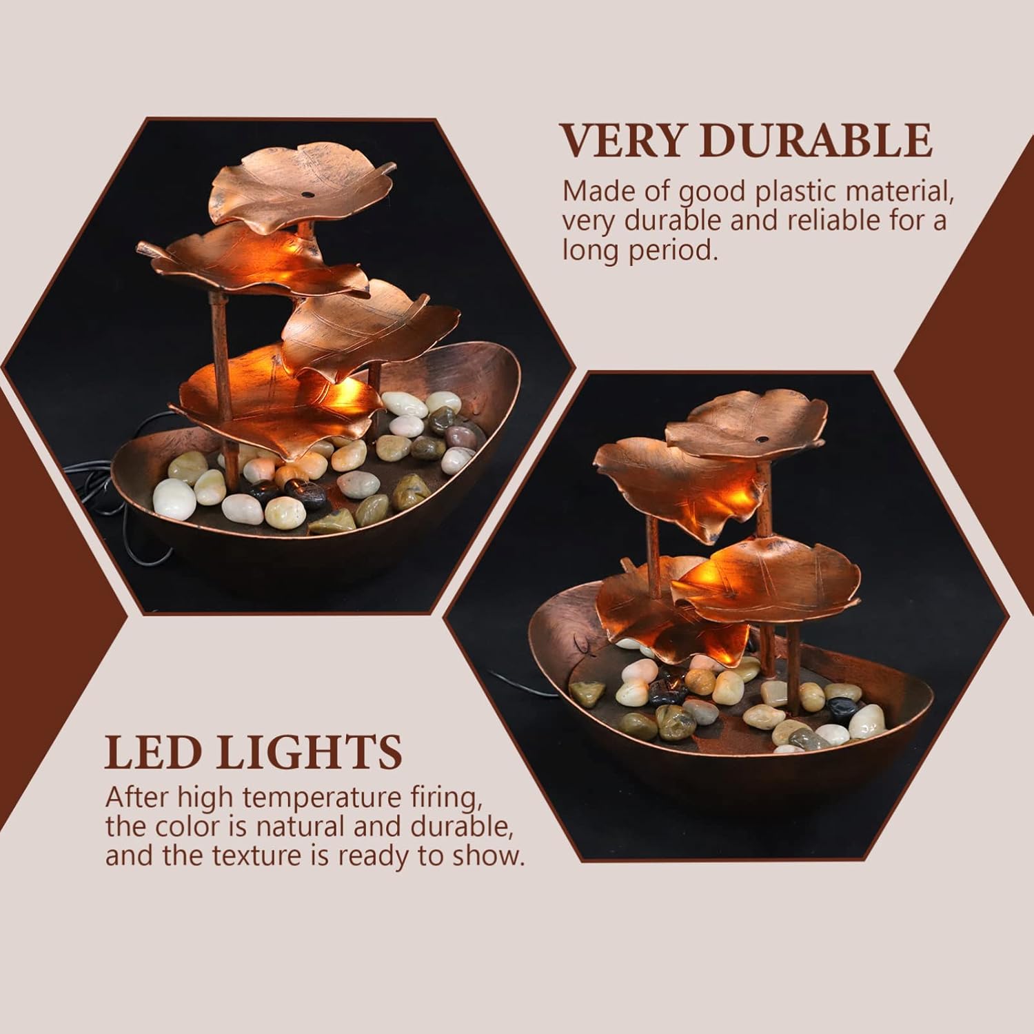 Stobaza Tabletop Water Fountain Ornament Night Light