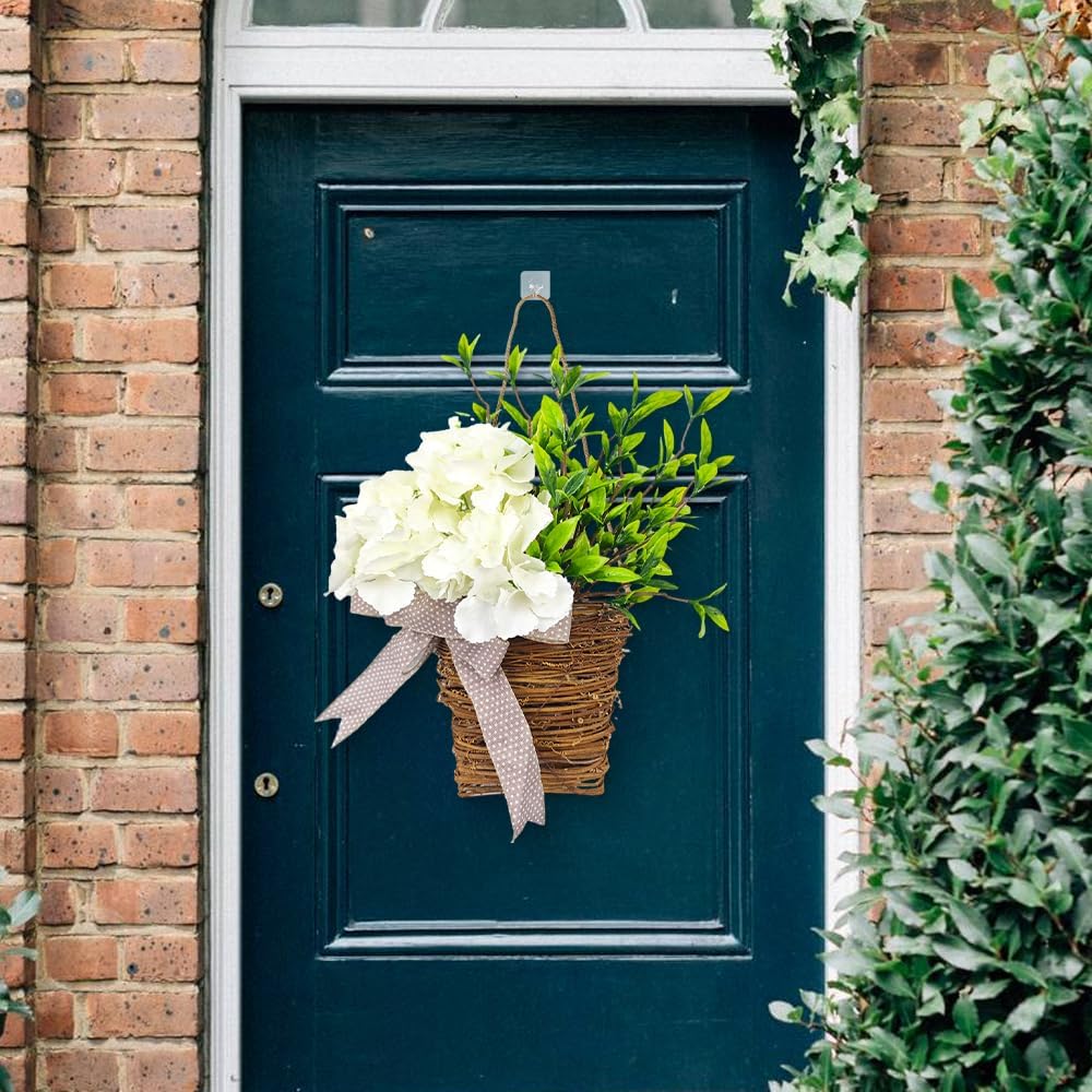 Cream Hydrangea Door Wreath Basket Hanger Decor