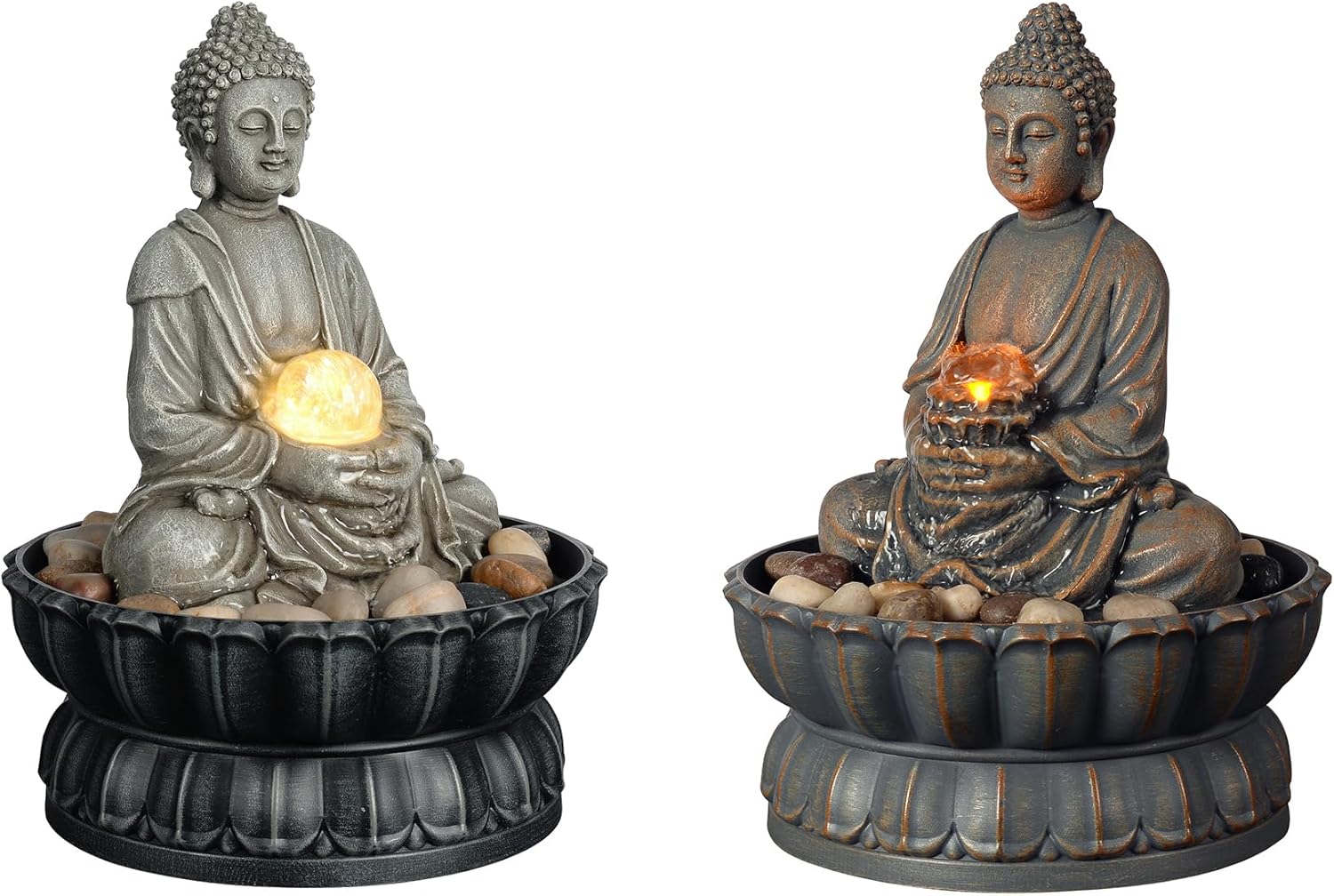 Kalona Zen Tabletop Buddha Fountain with LED and Rolling Ball