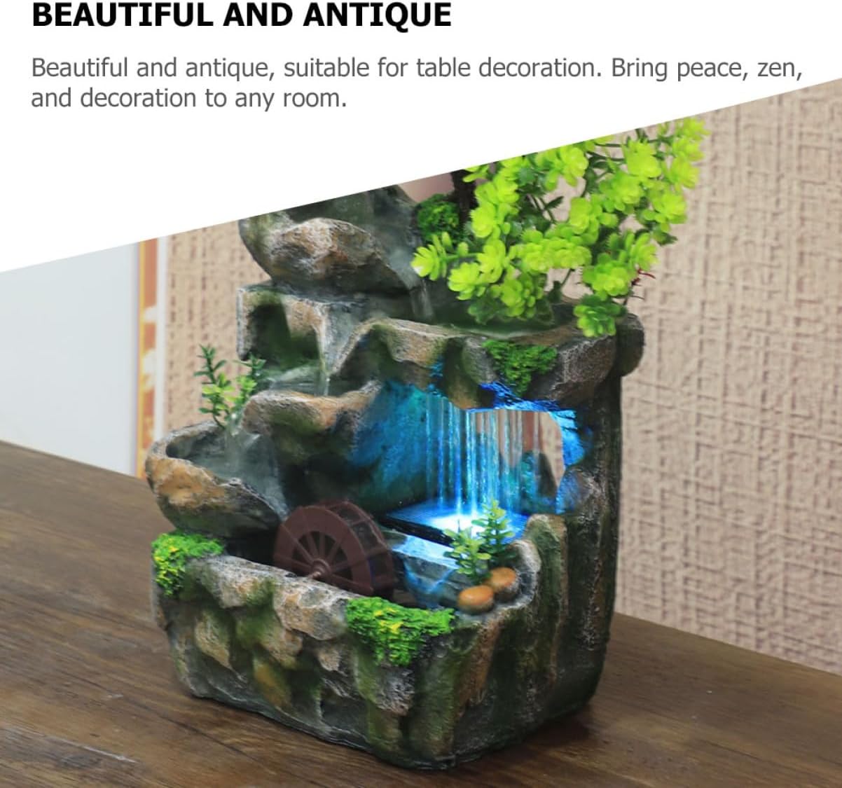 RORPOIR Decorative Tabletop Waterfall Fountain for Home and Office