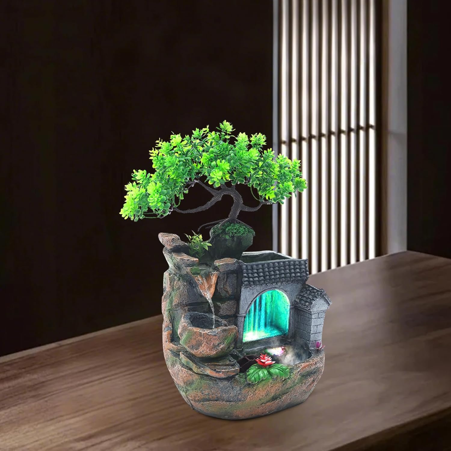 1181 Inch Tall Tabletop Waterfall Fountain with LED Light