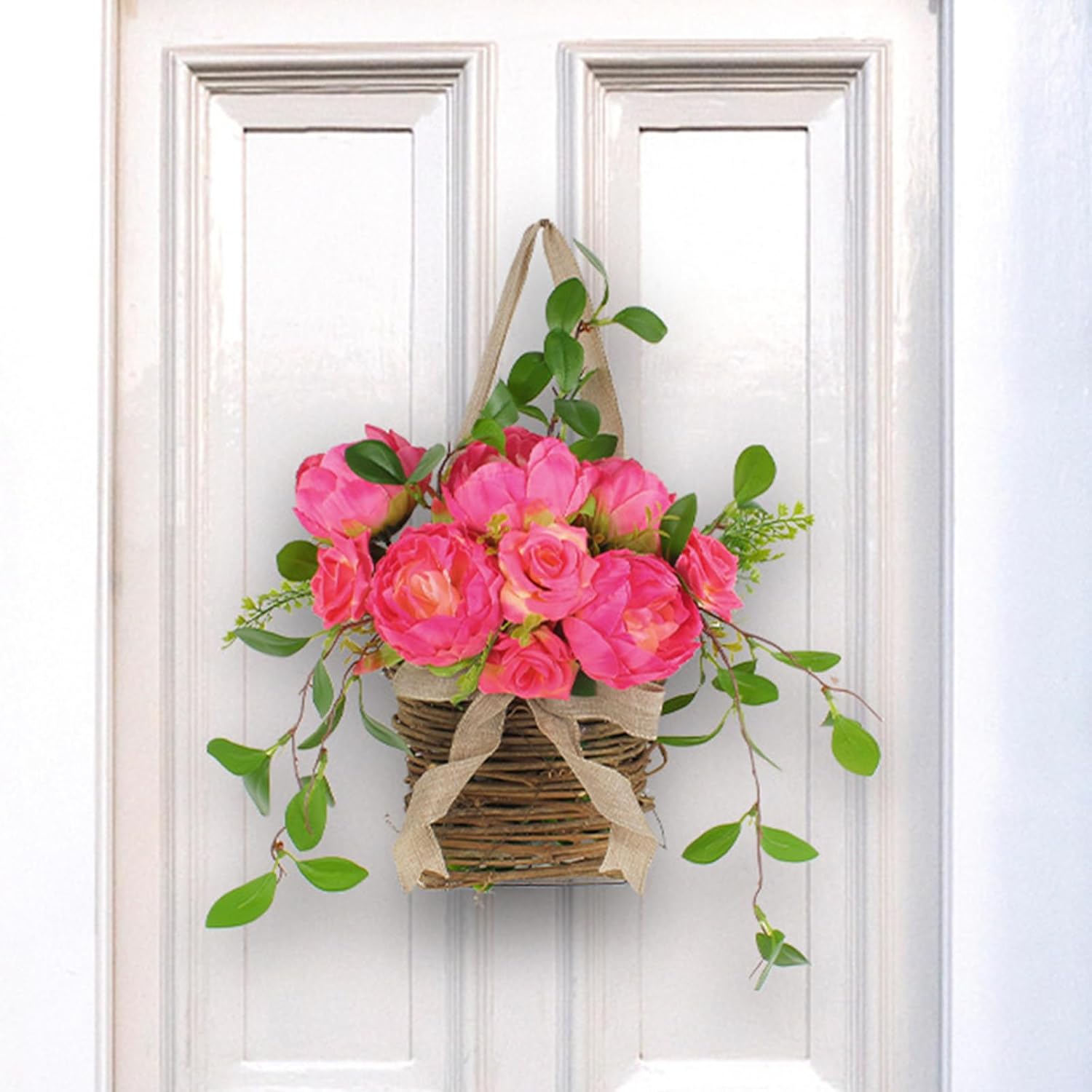 Realistic Rose Flower Door Wreath Spring Decor