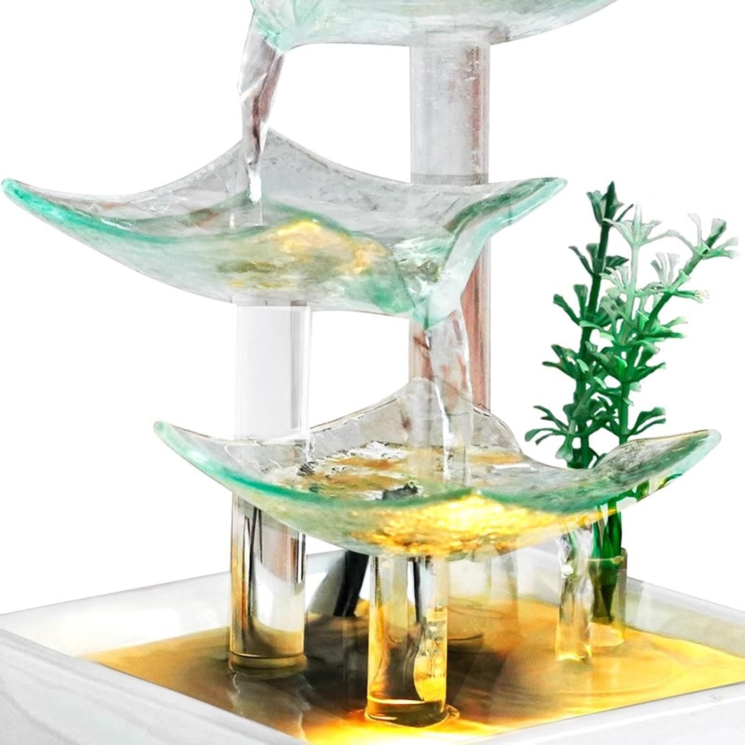 Circular Tabletop Fountain with Ceramic Base