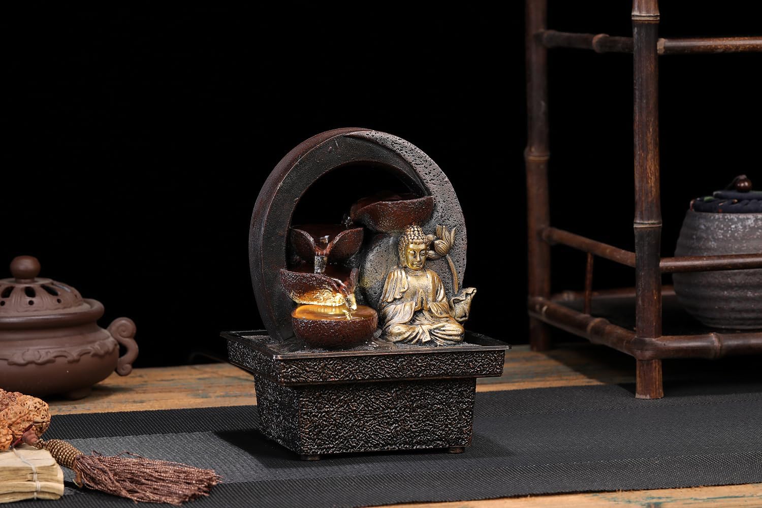 Seyee Bro Tabletop Water Fountain Buddha Statue Humidifier