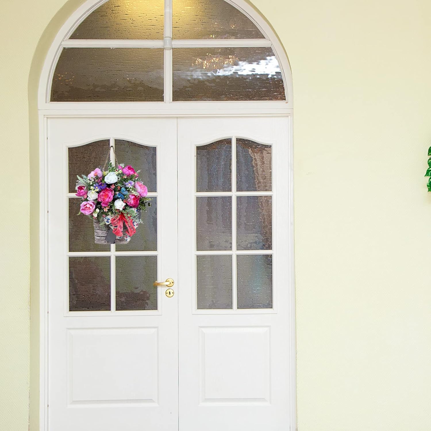 Spring Basket Wreath Door Hanger Decor