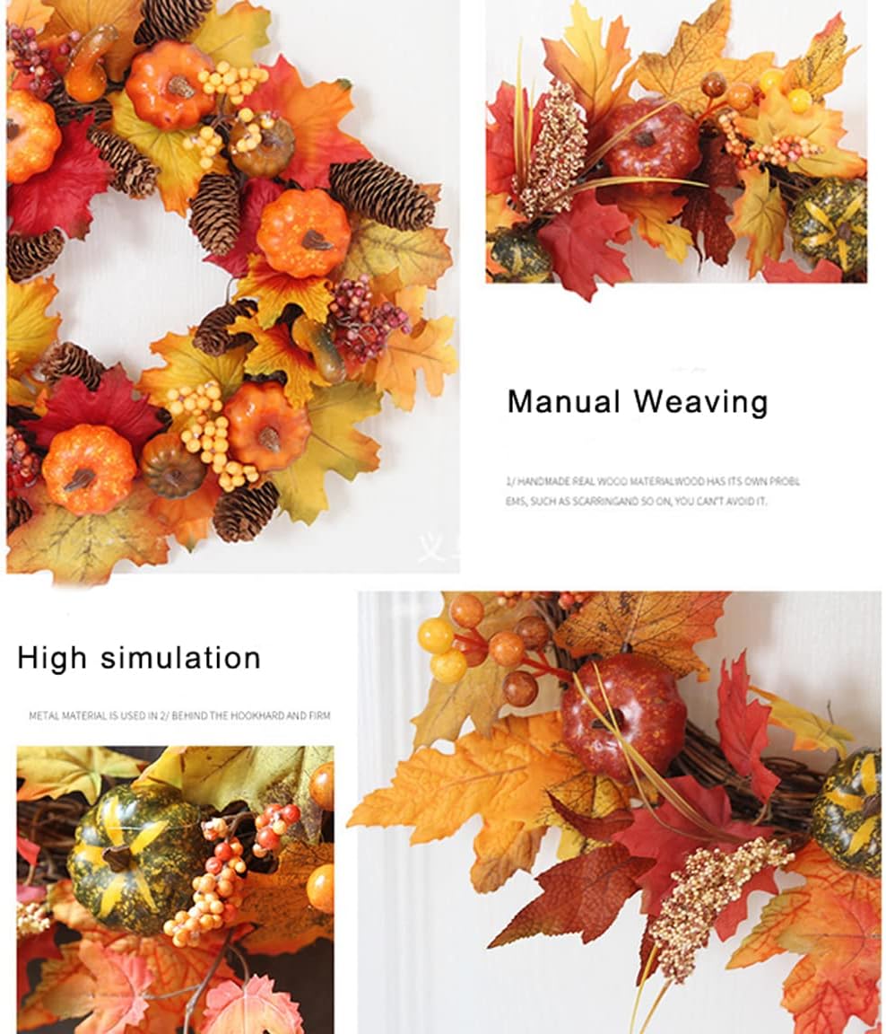 Autumn Wreath with Maple Leaves and Berries