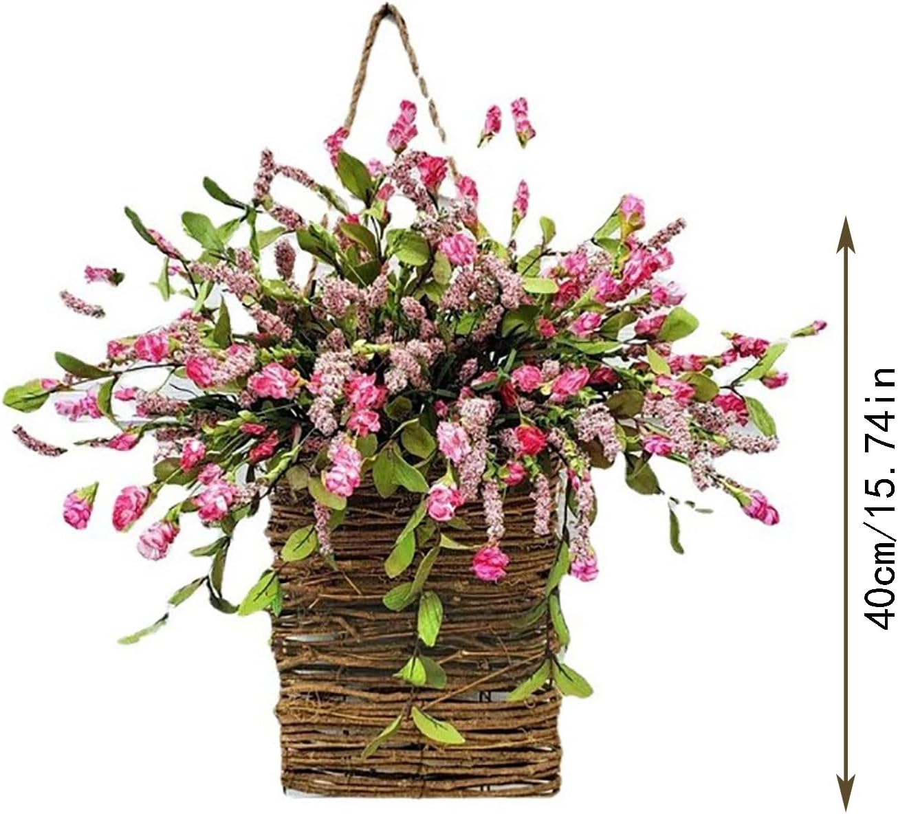 HELLORSO Spring Peony Door Decor Wreath Basket