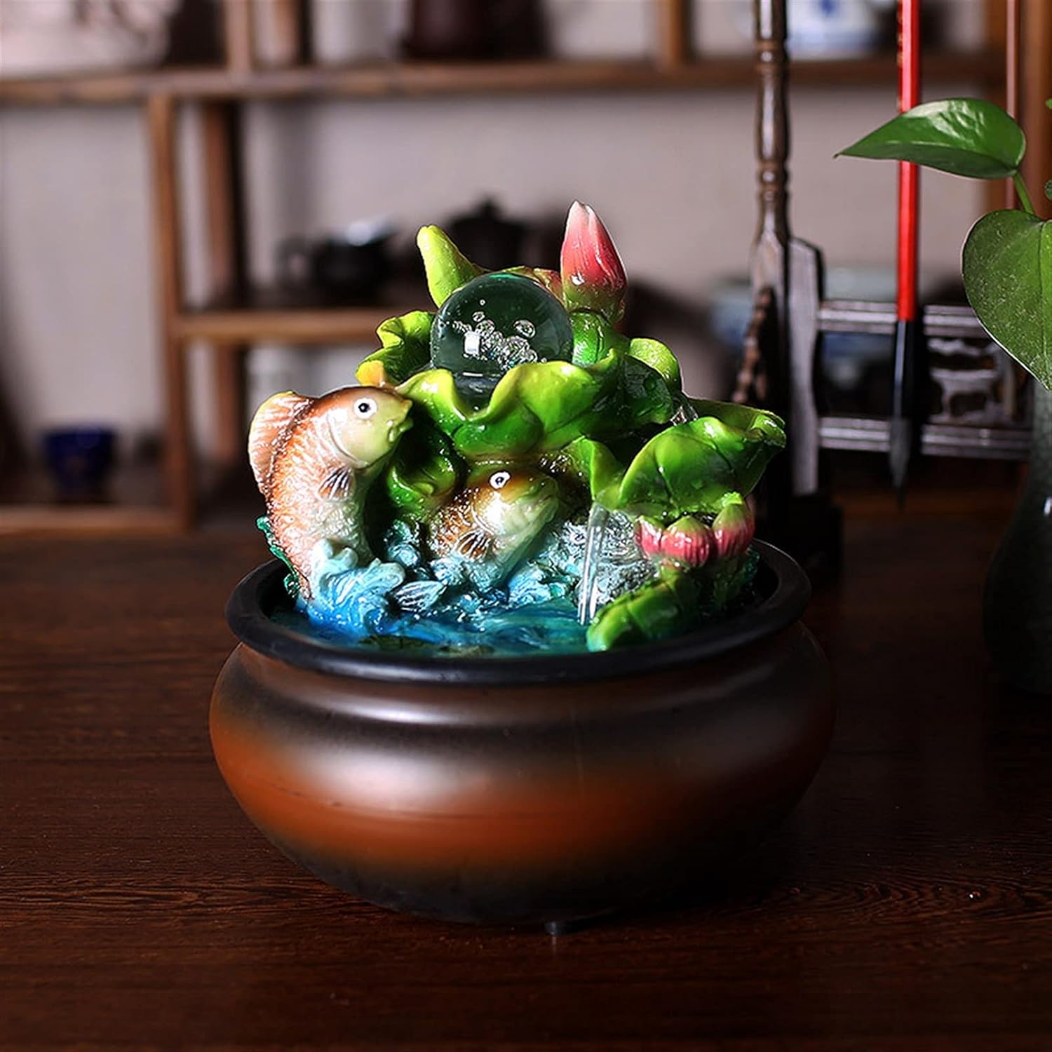 SUNESA Tabletop Fountain with LED Light Indoor Decor