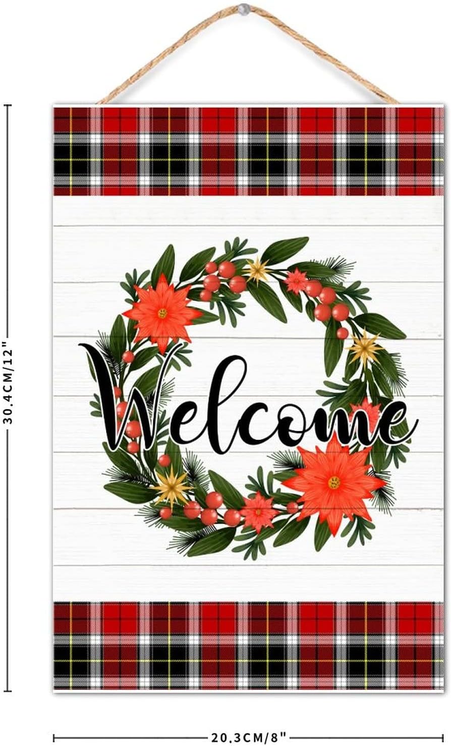 Welcome Winter Door Hanger Wreath Porch Sign