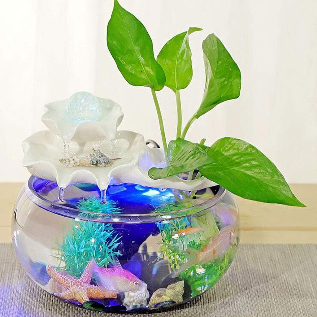 White Tabletop Fountain with Lotus Design for Home Decor
