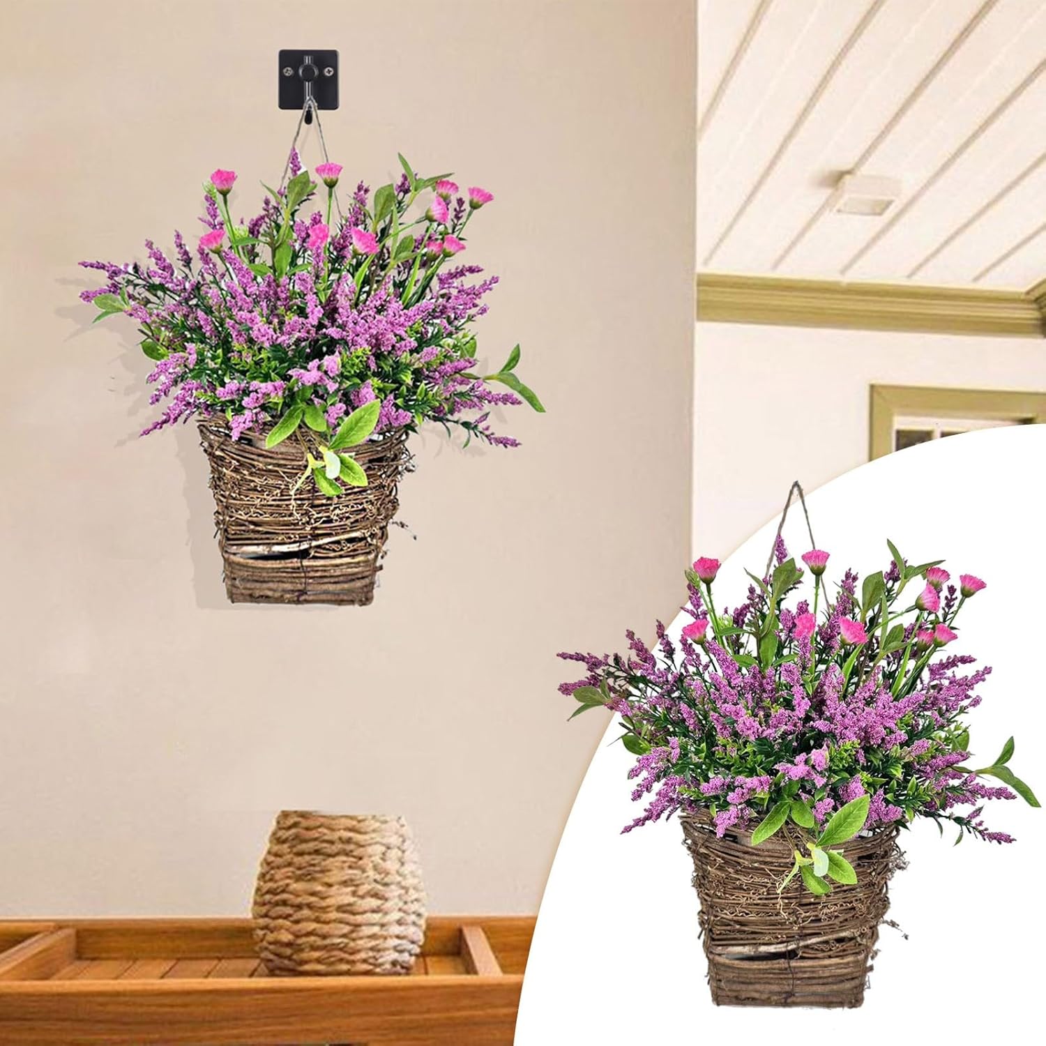 Pink Berry Wildflower Basket Wreath Door Decor