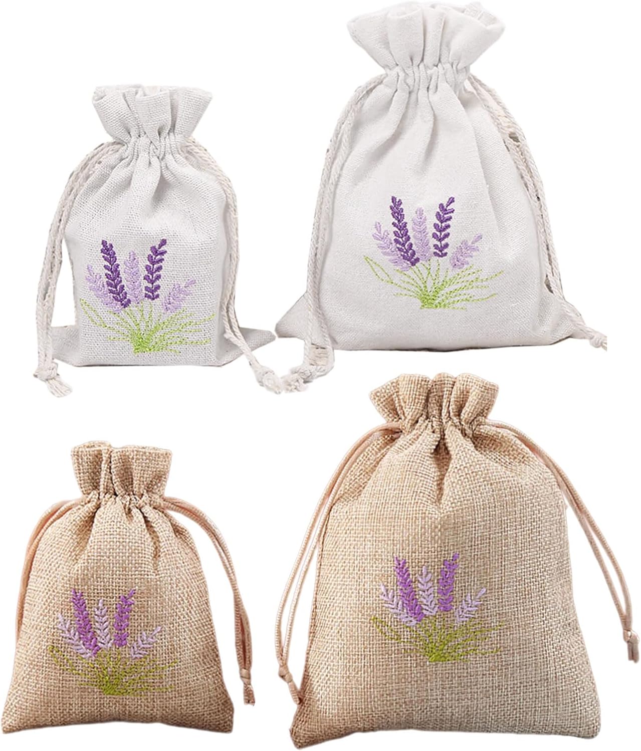 Set of 10 Cotton Linen Scented Drawstring Bags for Jewelry Storage