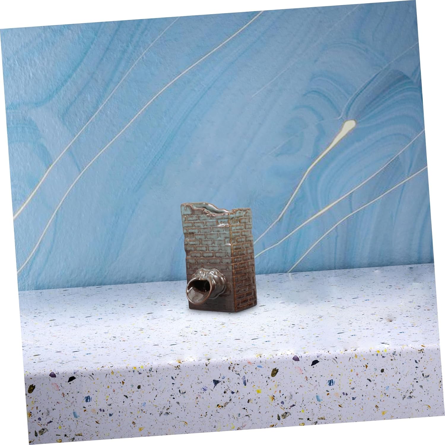 POPETPOP Rustic Water Fountain Ceramic Planter for Hydroponic and Fish Tank Decor