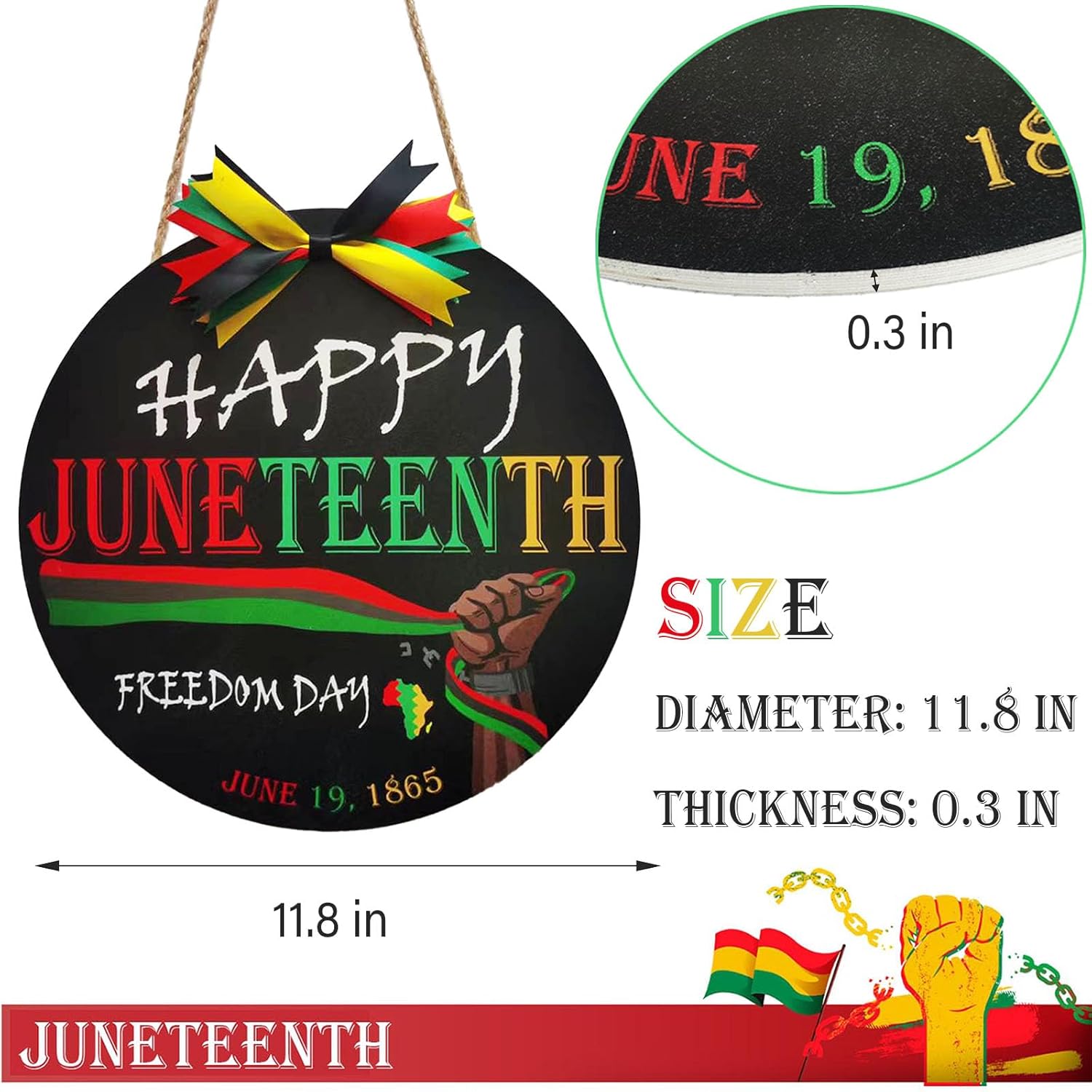 Happy Juneteenth Sign Wreath Front Decor