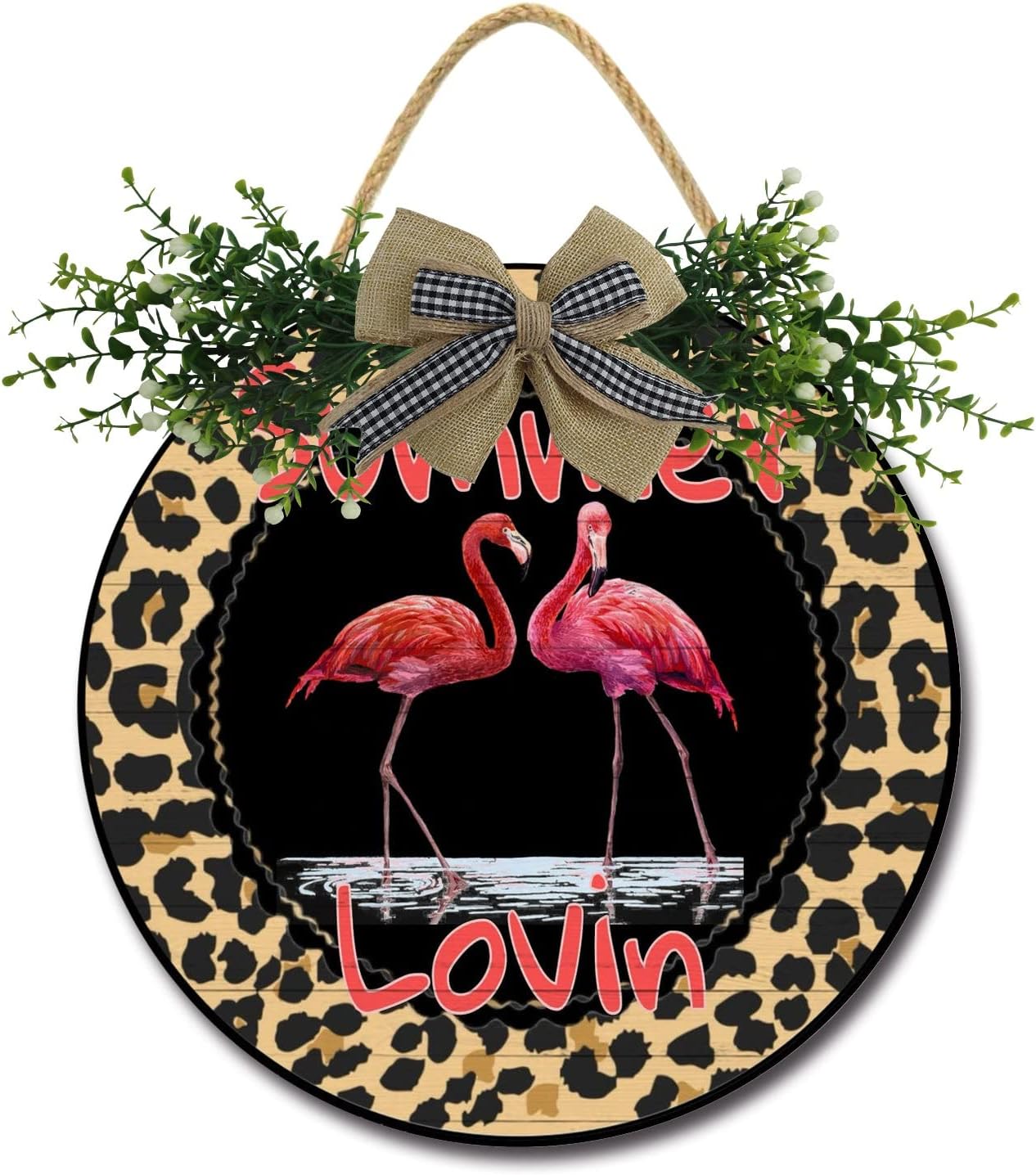 LERJIMUX 12 Inch Rustic Wooden Door Sign Wreath Hanger