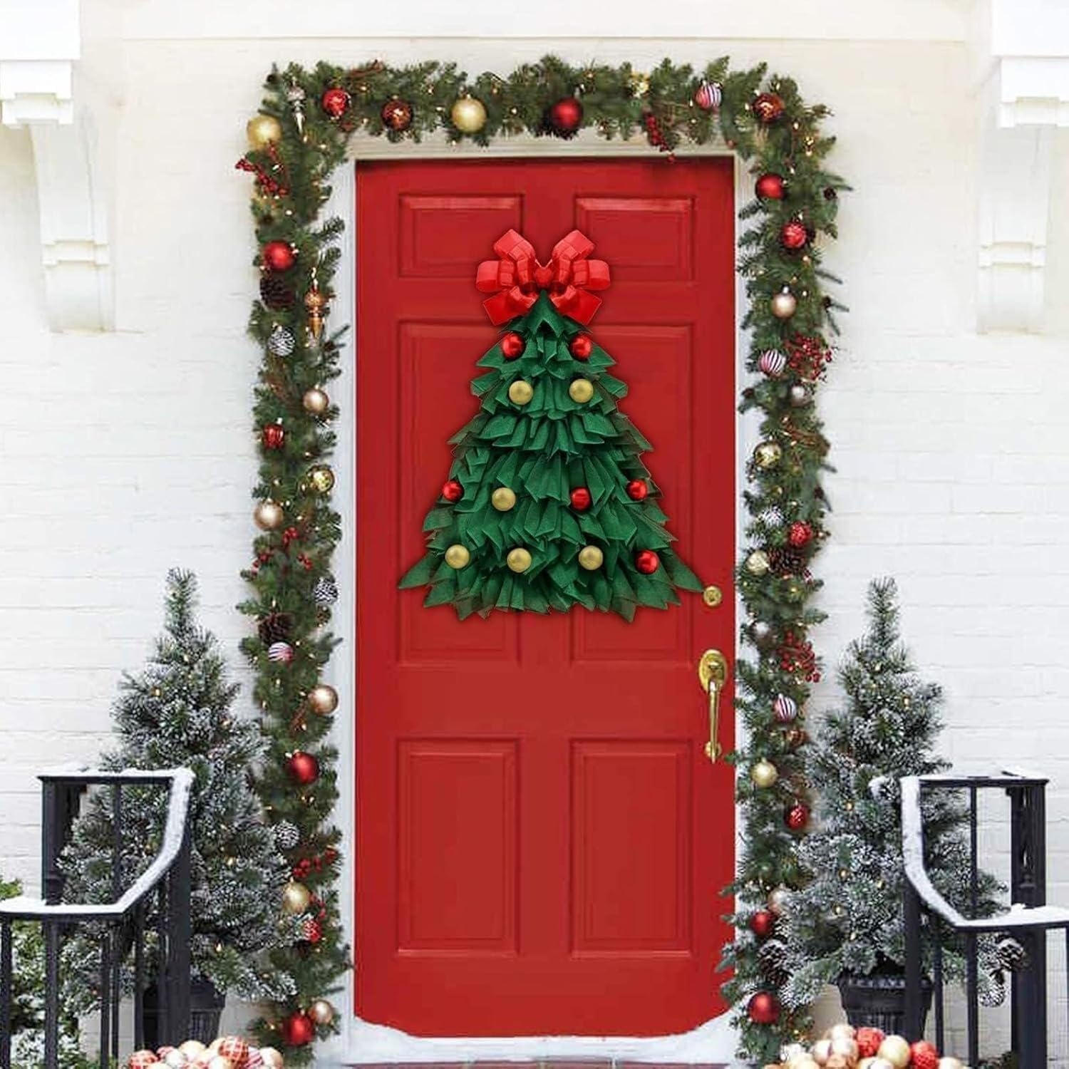 Handmade Christmas Tree Wreath for Front Door 1