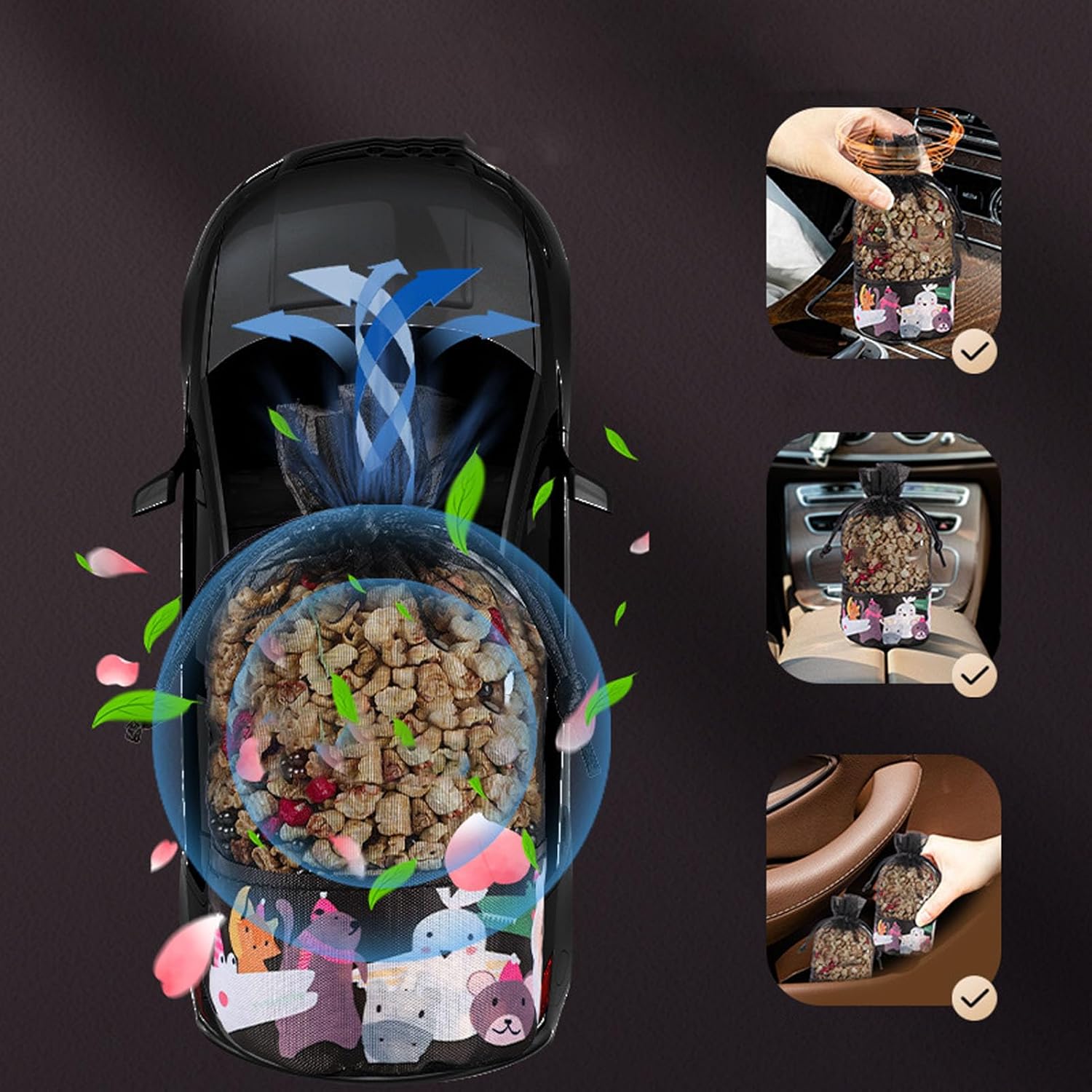 Tissting Scented Sachet Animal Car Air Freshener with Hanging Rope