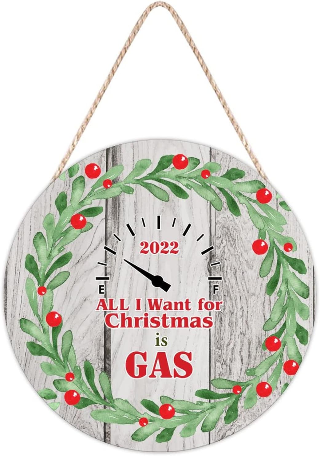 Farmhouse Door Hanger Christmas Wreath Funny Wood Sign 10x10