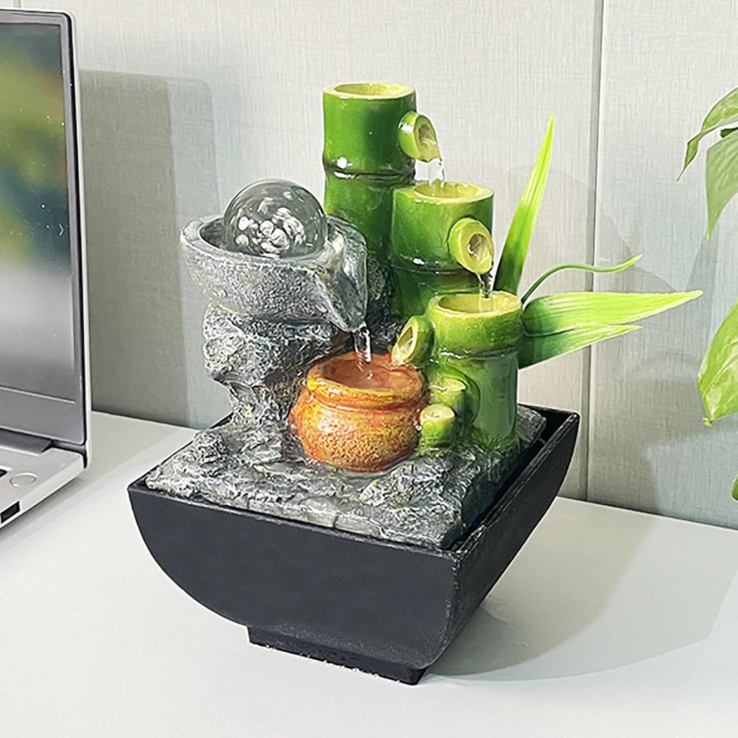 Zen Indoor Tabletop Fountain with Crystal Ball