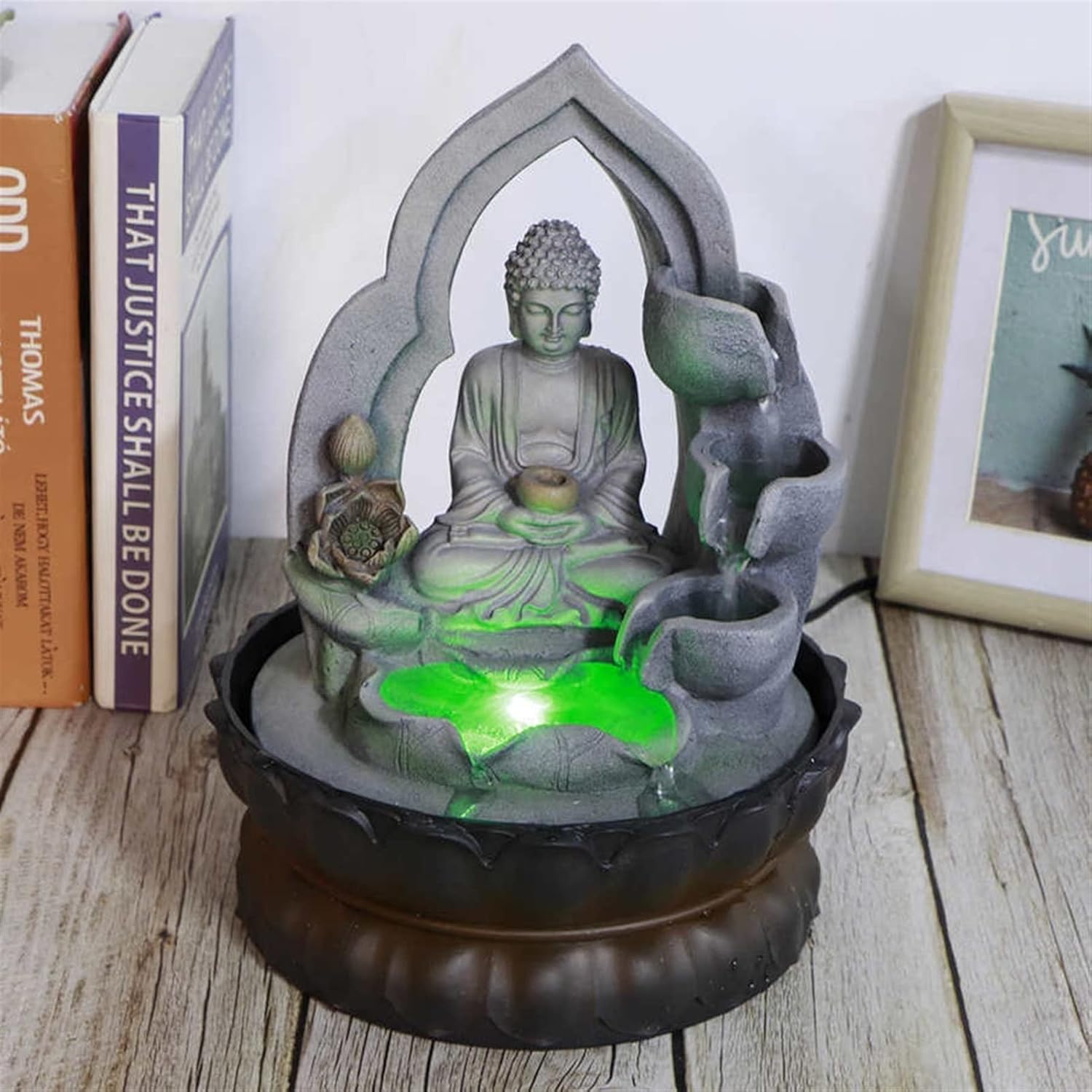 Indoor LED Resin Buddha Fountain for Home Office Decor