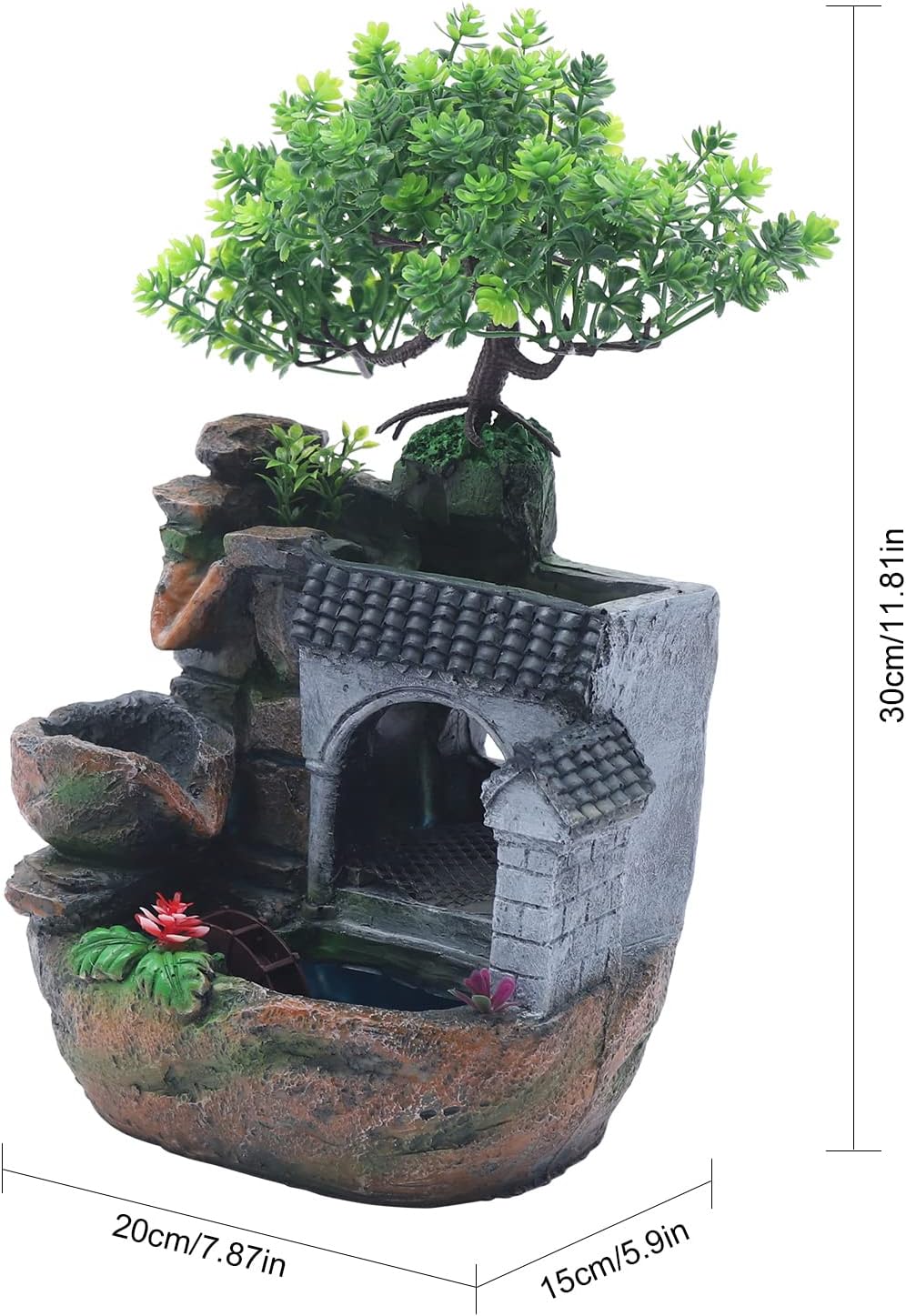 1181 Inch Tall Tabletop Waterfall Fountain with LED Light