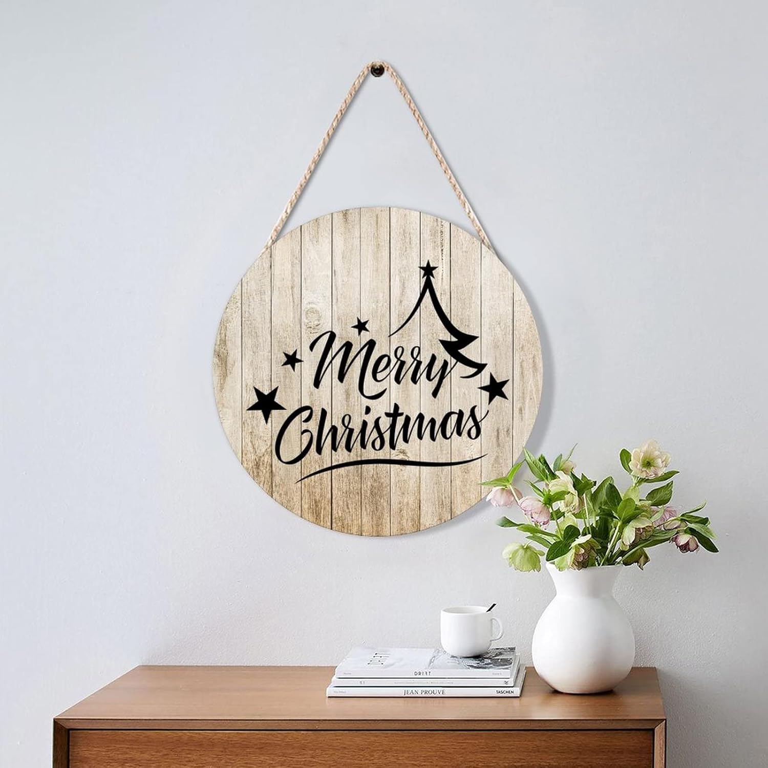 Farmhouse Front Door Hanger Christmas Decor Round Wood Sign Funny 10x10