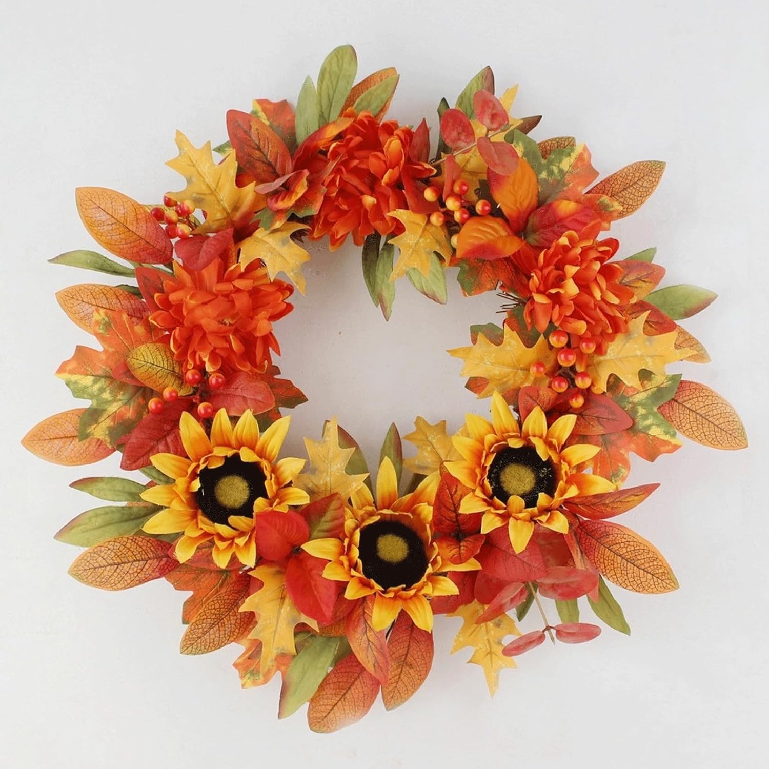Orange Plastic Wreath 16x16 Inches Lightweight Home Decor