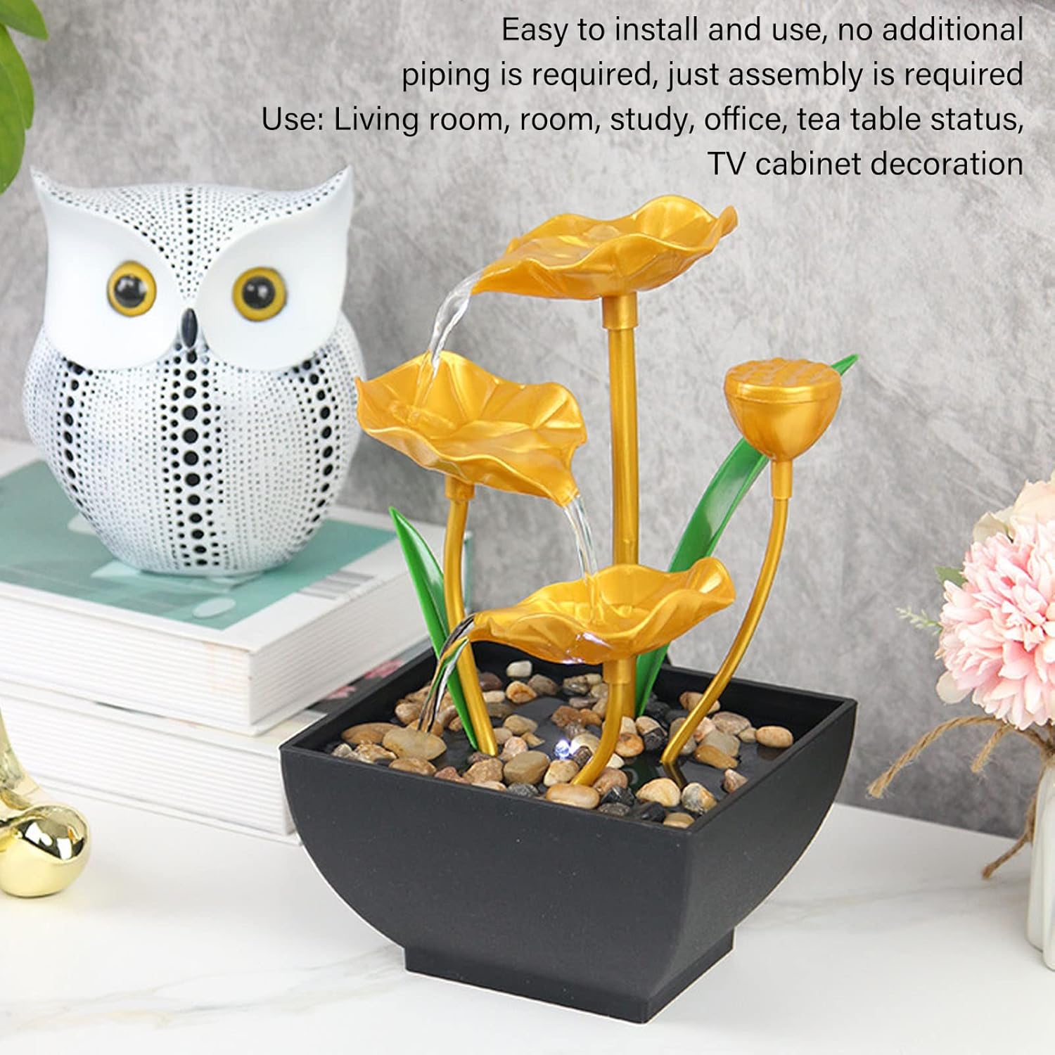 Tabletop Fountain with Triple Design and LED Lights